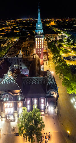 Subotica town hall at night